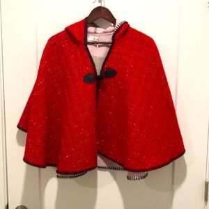 New shining red poncho cape